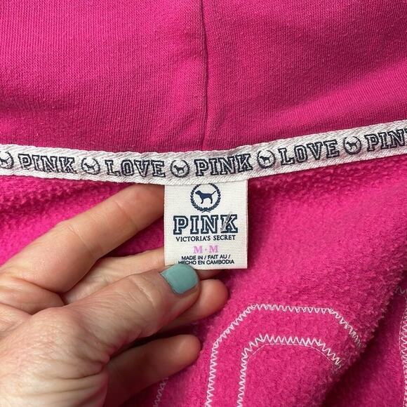 Y2K style PINK hooded zip up sweatshirt - Picture 5 of 8